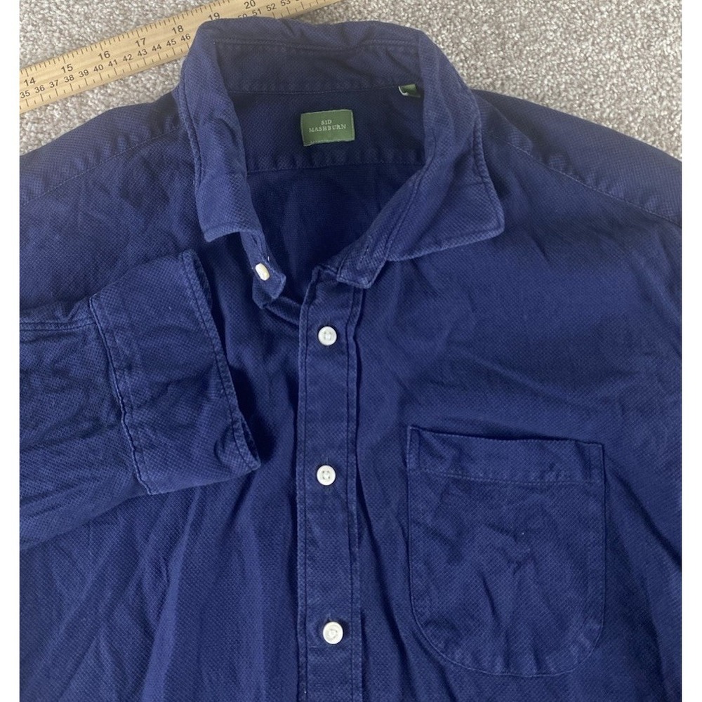 Sid Mashburn Dark Blue Light Weight Cotton Linen Like Button Down Men XXL Preppy